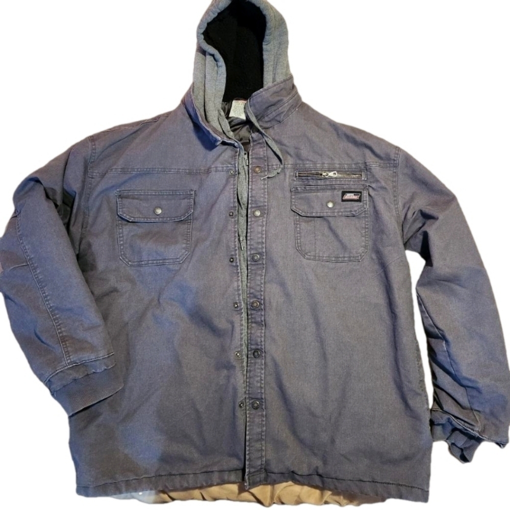 Dickies Jacket Mens 3XL Hooded Full Zip Quilted Lining Heavy Work Jacket. Skater